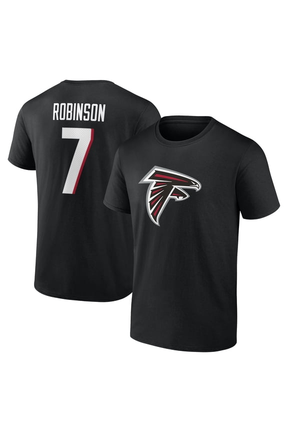 Men's Bijan Robinson Black Atlanta Falcons Icon Name & Number T-Shirt