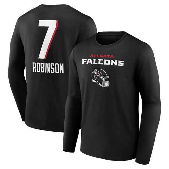 Men's Bijan Robinson Black Atlanta Falcons Team Wordmark Name & Number Long Sleeve T-Shirt