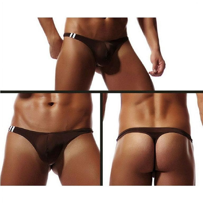 Men's Bikini G-strings Lingerie Underwear Smooth Briefs Tangas Thongs  Underpants Men Low Waist Panties 