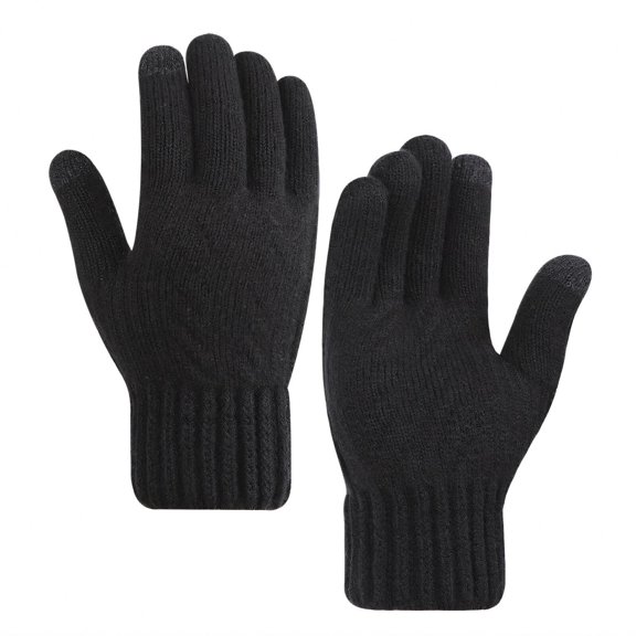 Men's Bilayer Thickened Gloves, Winter Plush Gloves, Soft, Warm, Windproof, Touch Screen Gloves, Elastic Cuffs, Snow Gloves