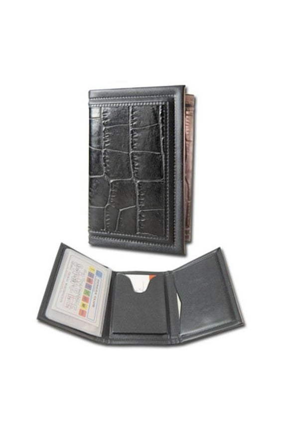 Men-s Billfold Classic Black Crocodile Print three fold