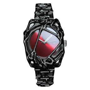 Men's Biomechanical Skeleton Quartz Watch, Irregular Hollow Stainless Steel Bracelet Wristwatch