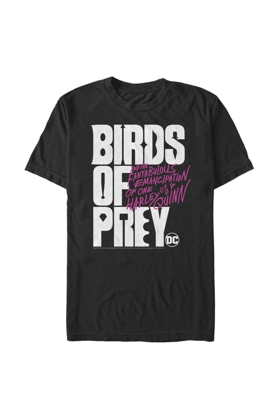 Men's Birds of Prey Bold Text Logo Graphic Tee Black Medium