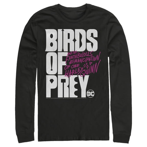 Men's Birds of Prey Bold Text Logo  Long Sleeve Shirt Black Medium
