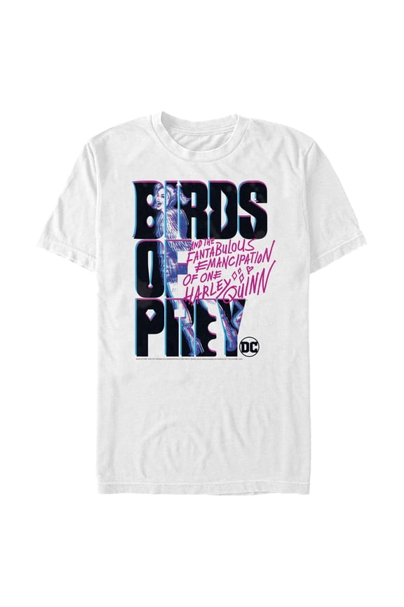 Men's Birds of Prey Cartoon Logo  Graphic Tee White Large