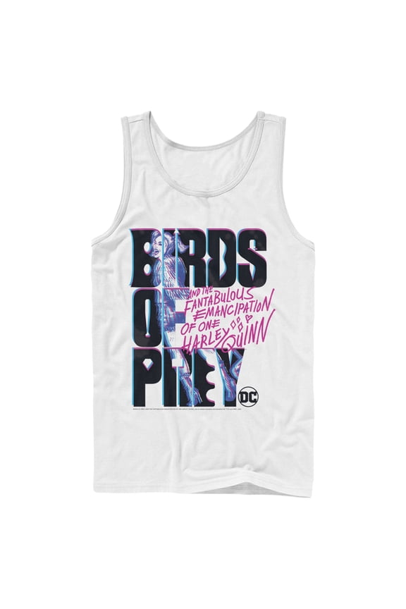 Men's Birds of Prey Cartoon Logo Tank Top White Small