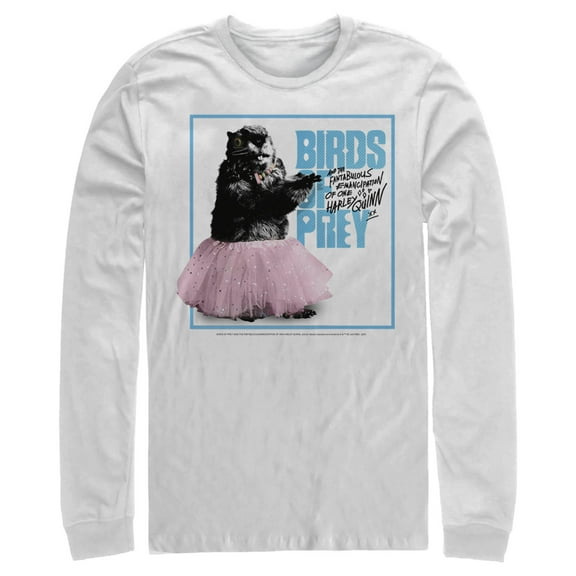 Men's Birds of Prey Dancing Chipmunk Logo  Long Sleeve Shirt White Small