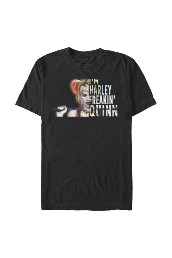 Men's Birds of Prey Harley Freakin' Quinn  Graphic Tee Black Medium