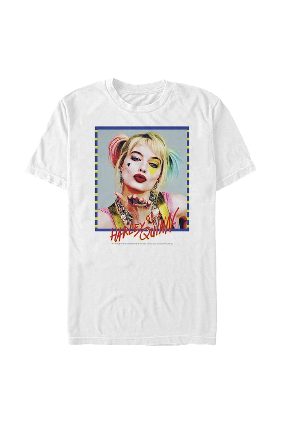 Men's Birds of Prey Harley Quinn Blowing Kiss  Graphic Tee White X Large