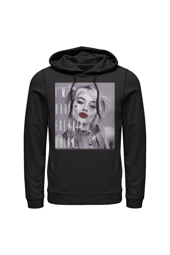 Men's Birds of Prey I'm Harley Freakin' Quinn Pull Over Hoodie Black 2X Large