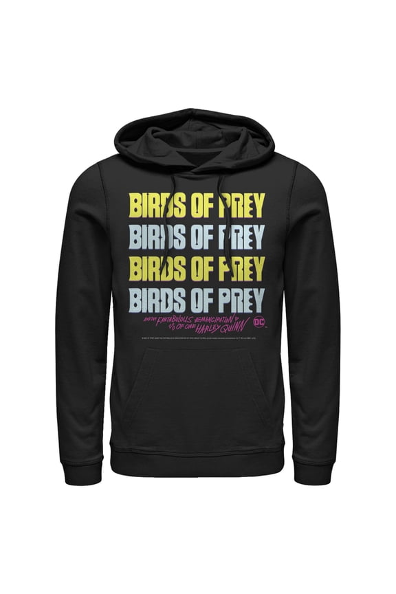 Men's Birds of Prey Logo Stack Pull Over Hoodie Black Small