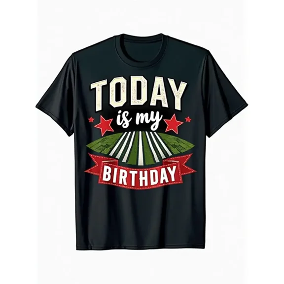 Men’s Birthday T-Shirt American Football Field Graphic Print Soft Stretch Knit