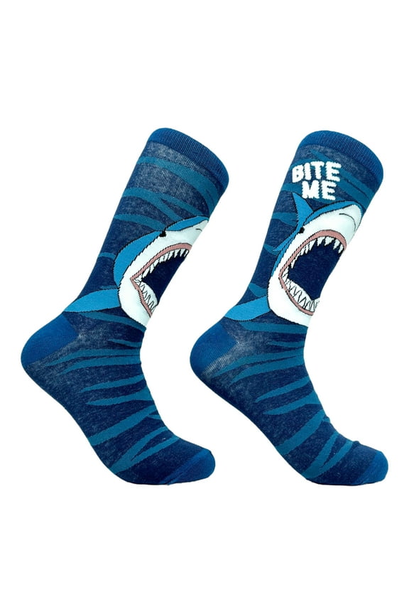 Men's Bite Me Socks Funny Deep Sea Shark Attack Footwear