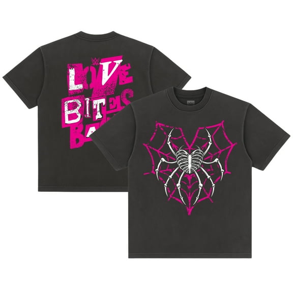 Men's Black AJ Lee Love Bites Back Boxy Garment Dyed T-Shirt