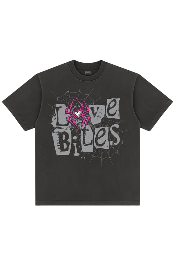 Men's Black AJ Lee Love Bites Retro Oversized T-Shirt