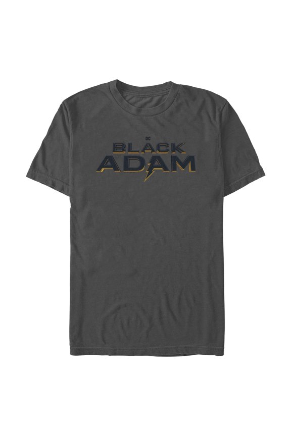 Men's Black Adam Black Logo Graphic Tee Charcoal Large