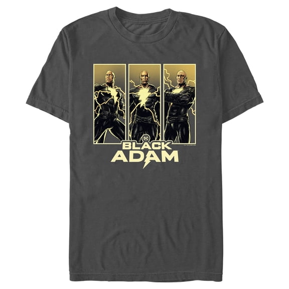 Men's Black Adam Triple Hero Box Graphic Tee Charcoal Large