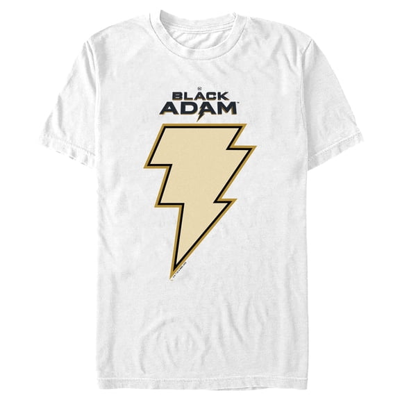 Men's Black Adam Yellow Lightning Bolt Graphic Tee White Large