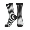 thumbnail image 1 of Men's Black And White Stripes Novelty Athletic Socks Women's Digital Printing Funky Patterned Crew Socks, 1 of 7