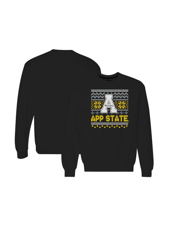 Men's Black Appalachian State Mountaineers Holiday Fleece Crewneck Sweatshirt