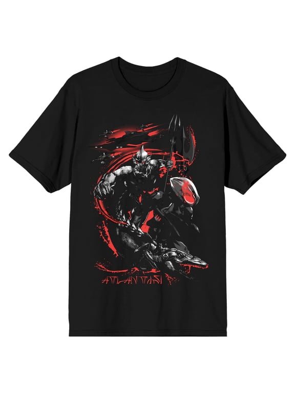 Men's Black Aquaman Graphic Tee, Black Manta-L