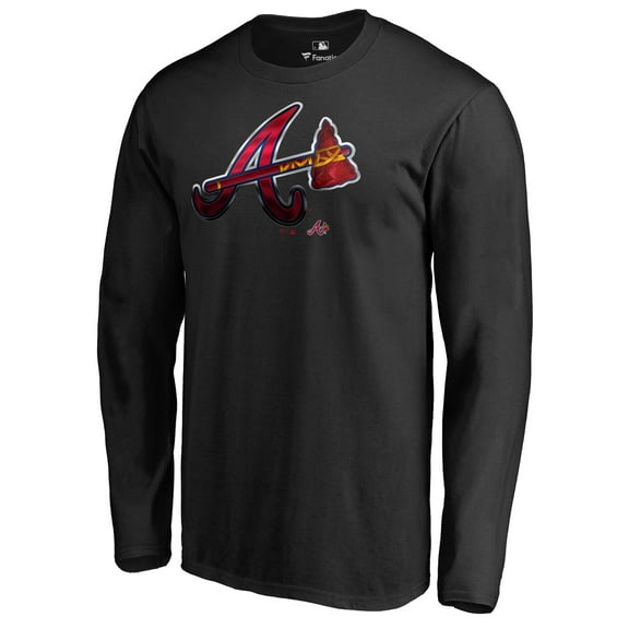 Men's Black Atlanta Braves Midnight Mascot Long Sleeve T-Shirt