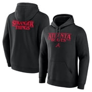Mens Black Atlanta Braves Stranger Things Logo Lockup Pullover Hoodie