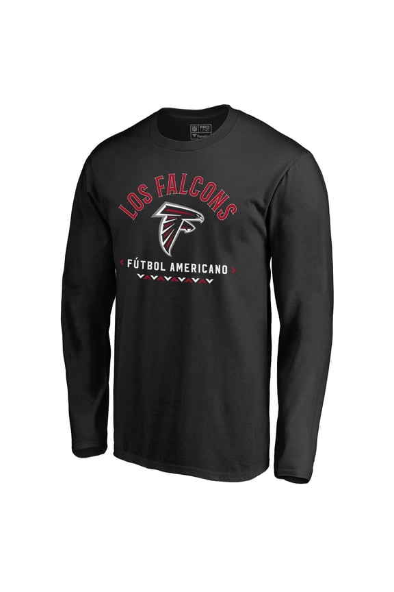 Men's Black Atlanta Falcons Futbol Americano Long Sleeve T-Shirt