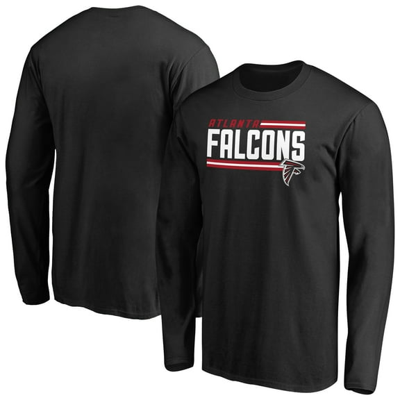 Men's Black Atlanta Falcons Iconic Collection On Side Stripe Long Sleeve T-Shirt