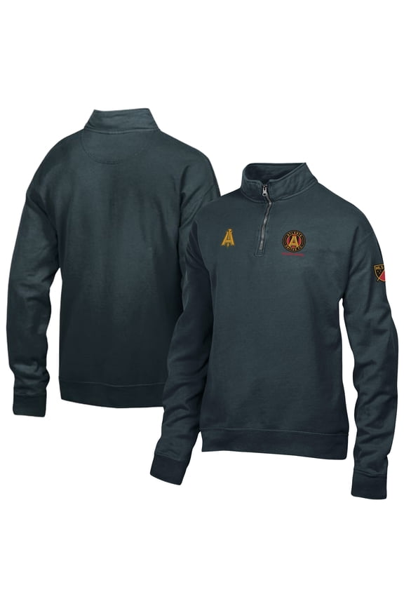 Men's  Black Atlanta United FC Logo ComfortWash Fleece Quarter-Zip Jacket