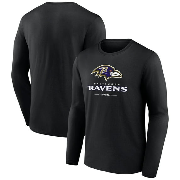 Men's Black Baltimore Ravens Logo Team Lockup Long Sleeve T-Shirt