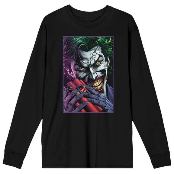 Men's Black Batman Long Sleeve Packaged Shirt, Joker with TNT-L