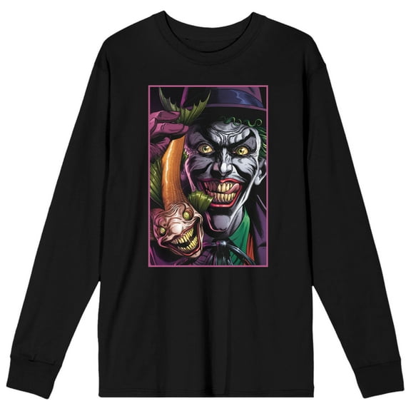Men's Black Batman Long Sleeve Packaged Shirt, Laughing Joker-S