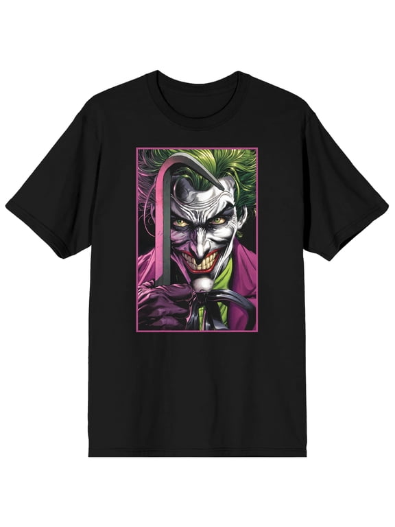 Men's Black Batman T-Shirt, Joker Profile-XXL