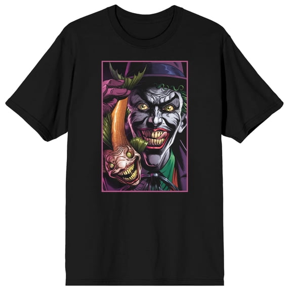 Men's Black Batman T-shirt, Laughing Joker-XL