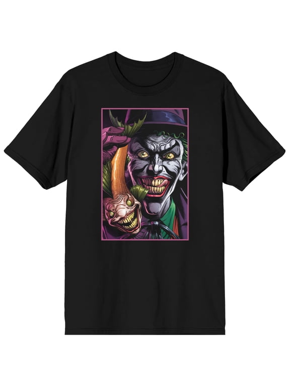 Men's Black Batman T-shirt, Laughing Joker-XL