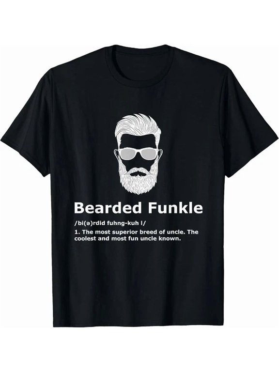Men's Black Bearded Funkle Uncle Definition Graphic Design For Everyday Style T-Shirt, Size S-5XL
