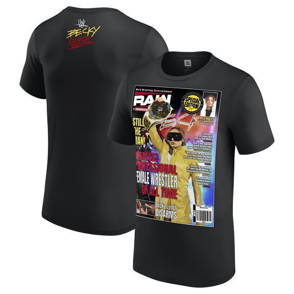 Men's Black Becky Lynch Magazine Cover T-Shirt