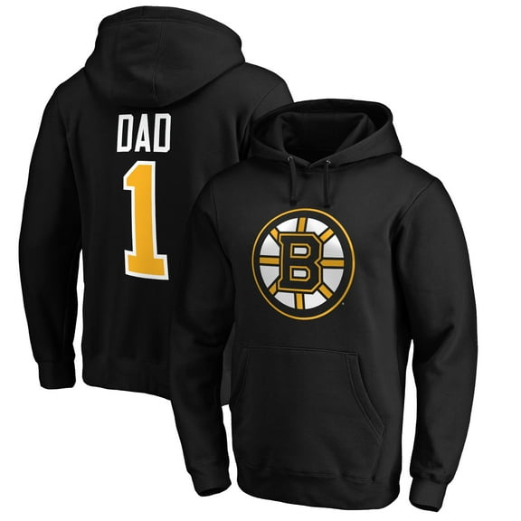 Men's Black Boston Bruins #1 Dad Pullover Hoodie