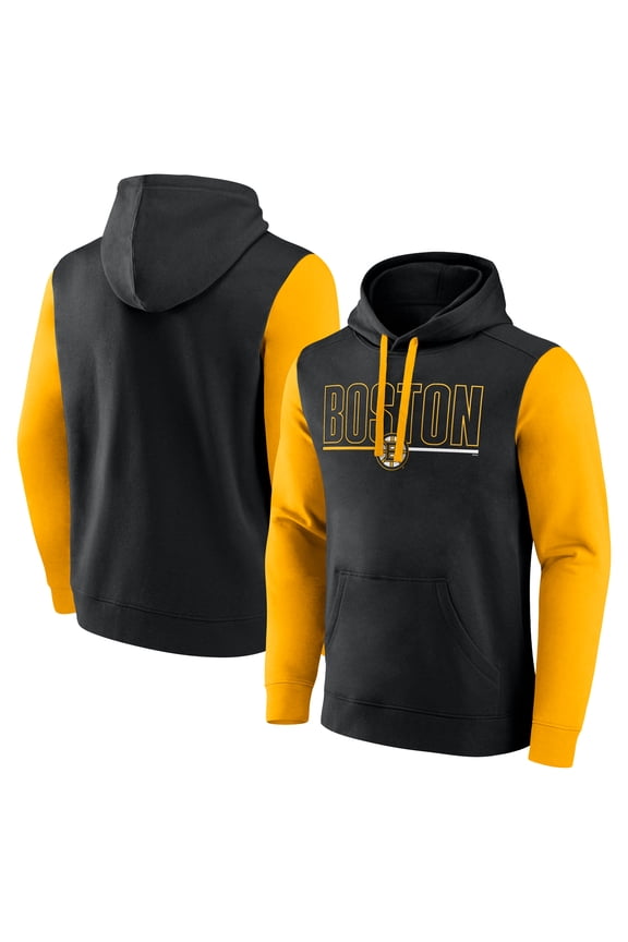 Men's Logo Athletic Black Boston Bruins Deliver Fleece Pullover Hoodie