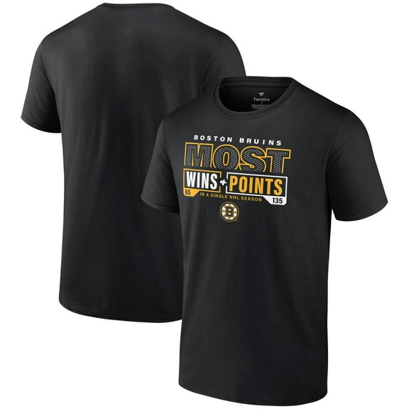 Men's Black Boston Bruins Most Ever NHL Wins & Points T-Shirt