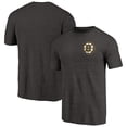 thumbnail image 1 of Men's Black Boston Bruins Primary Logo Left Chest Distressed Tri-Blend T-Shirt, 1 of 3