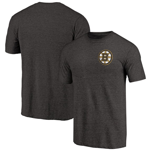Men's Black Boston Bruins Primary Logo Left Chest Distressed Tri-Blend T-Shirt