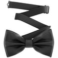 thumbnail image 1 of Men's Black Bow Tie Pre-Tied Style Formal Satin Classic Bowtie for Tuxedo Faux Silk, by Adam Young (Large, Black), 1 of 5