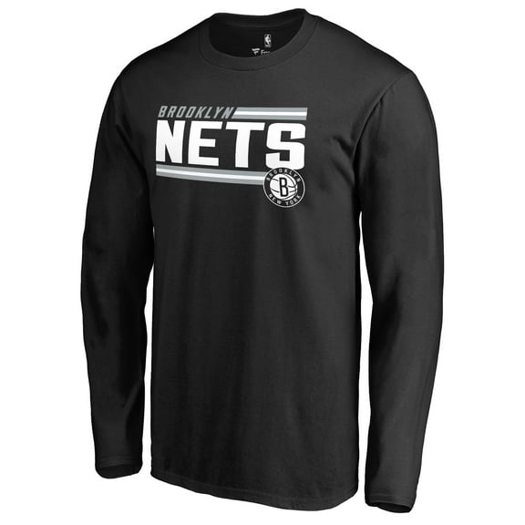 Men's Black Brooklyn Nets Onside Stripe Long Sleeve T-Shirt