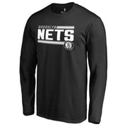 Mens Black Brooklyn Nets Onside Stripe Long Sleeve T-Shirt