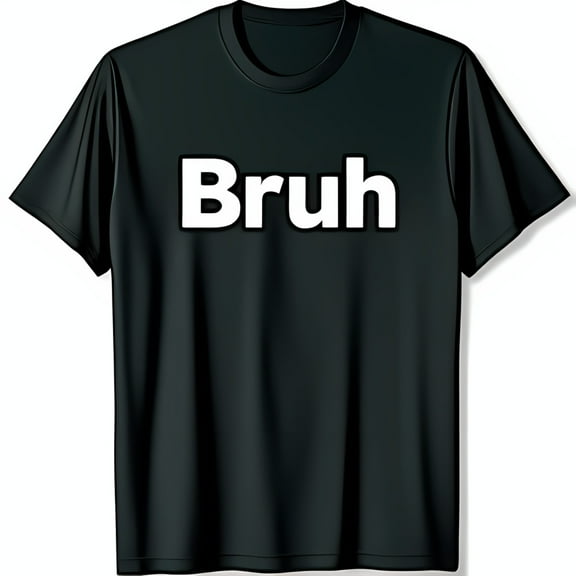 Men's Black Bruh Graphic T-Shirt Bold White Print Relaxed Fit