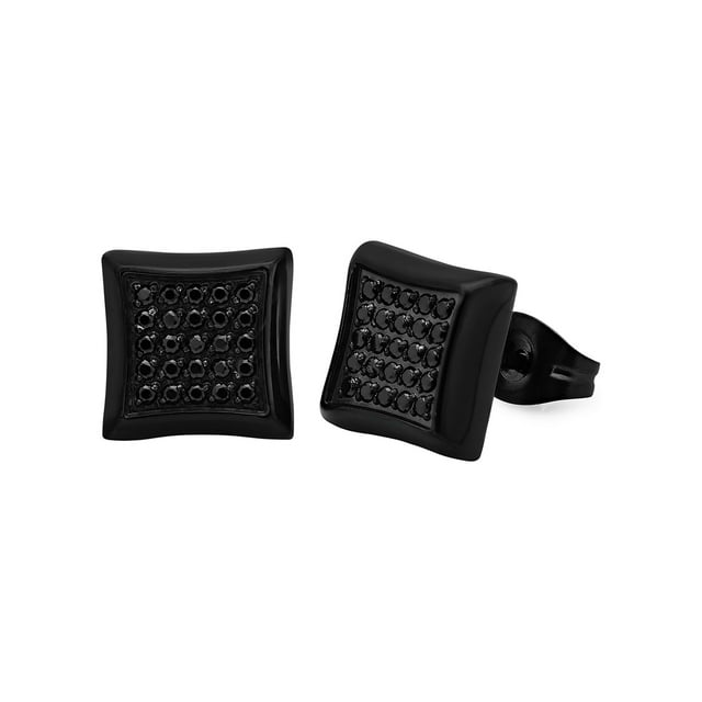 Men's Black CZ with Black IP Stainless Steel Earrings - Walmart.com