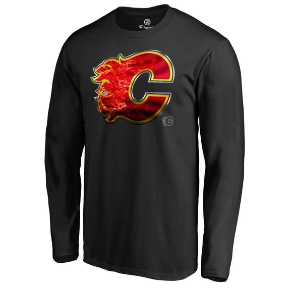 Men's Black Calgary Flames Midnight Mascot Long Sleeve T-Shirt