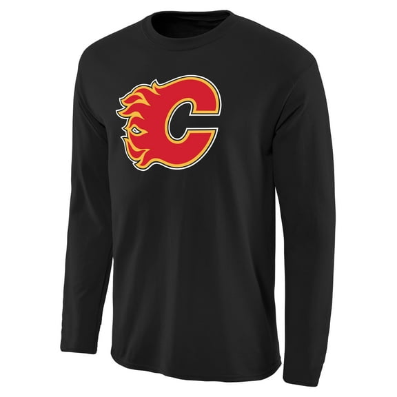 Men's Black Calgary Flames Team Primary Logo Long Sleeve T-Shirt